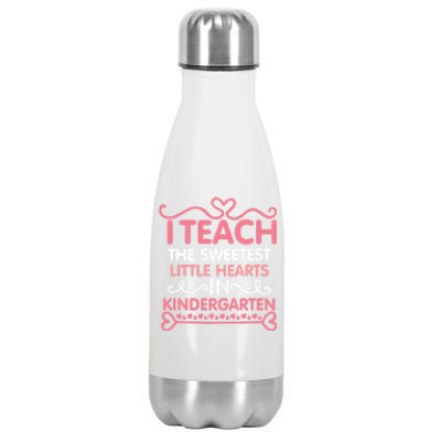 I Teach Sweetest Hearts In Kindergarten Teacher Valentines Gift Stainless Steel Insulated Water Bottle