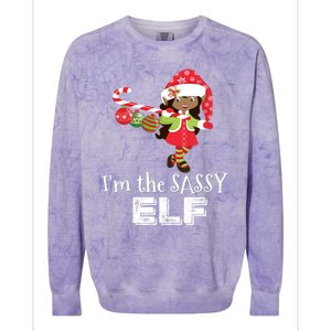 Im The Sassy Elf African American 5 Matching Christmas Gift Colorblast Crewneck Sweatshirt