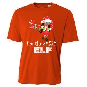 Im The Sassy Elf African American 5 Matching Christmas Gift Cooling Performance Crew T-Shirt