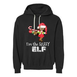 Im The Sassy Elf African American 5 Matching Christmas Gift Garment-Dyed Fleece Hoodie