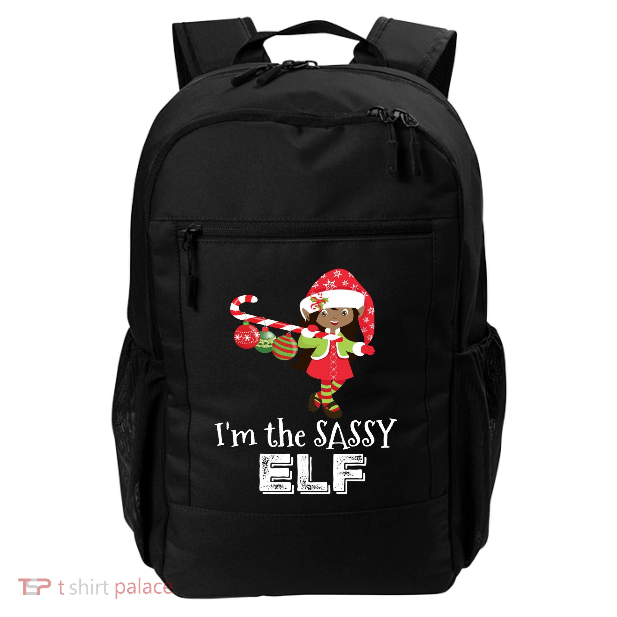 Im The Sassy Elf African American 5 Matching Christmas Gift Backpack