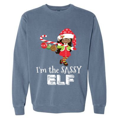Im The Sassy Elf African American 5 Matching Christmas Gift Garment-Dyed Sweatshirt
