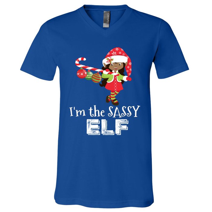 Im The Sassy Elf African American 5 Matching Christmas Gift V-Neck T-Shirt