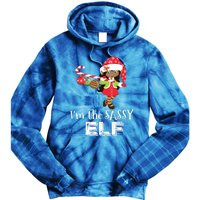 Im The Sassy Elf African American 5 Matching Christmas Gift Tie Dye Hoodie