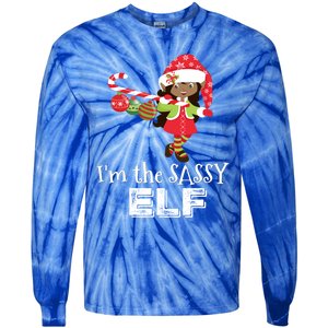 Im The Sassy Elf African American 5 Matching Christmas Gift Tie-Dye Long Sleeve Shirt