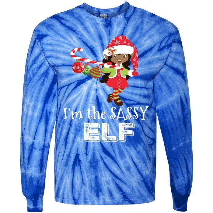 Im The Sassy Elf African American 5 Matching Christmas Gift Tie-Dye Long Sleeve Shirt