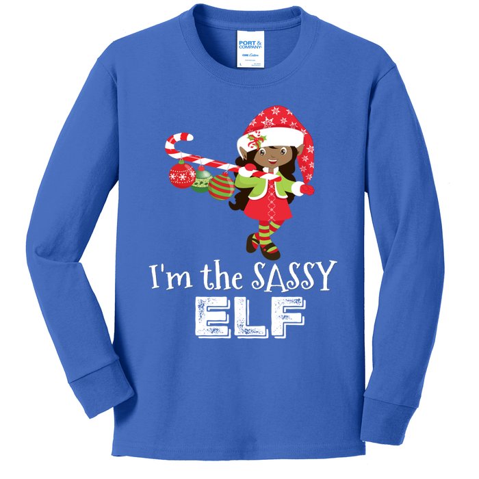 Im The Sassy Elf African American 5 Matching Christmas Gift Kids Long Sleeve Shirt