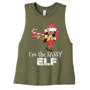 Im The Sassy Elf African American 5 Matching Christmas Gift Women's Racerback Cropped Tank