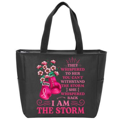 Im The Storm Boxing Warrior Pink Ribbon Women Breast Cancer Zip Tote Bag