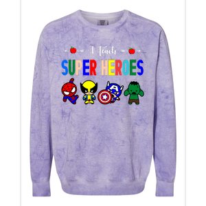 I Teacher Super Heroes Cute Superhero Characters Colorblast Crewneck Sweatshirt