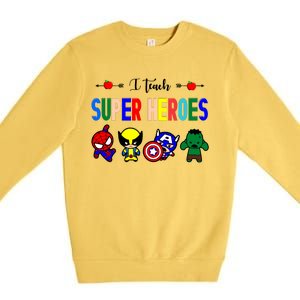 I Teacher Super Heroes Cute Superhero Characters Premium Crewneck Sweatshirt