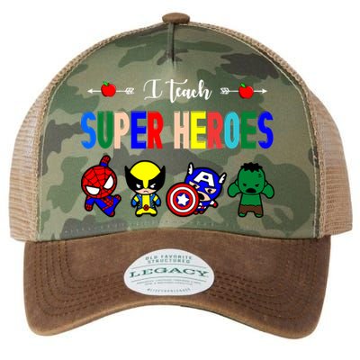 I Teacher Super Heroes Cute Superhero Characters Legacy Tie Dye Trucker Hat