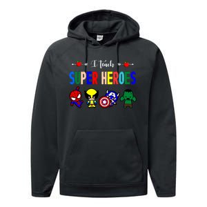 I Teacher Super Heroes Cute Superhero Characters Performance Fleece Hoodie