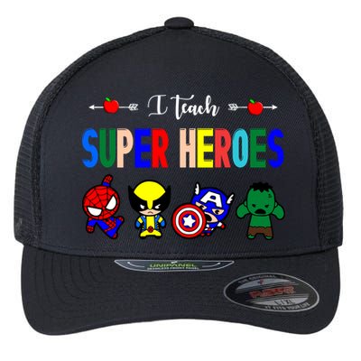 I Teacher Super Heroes Cute Superhero Characters Flexfit Unipanel Trucker Cap