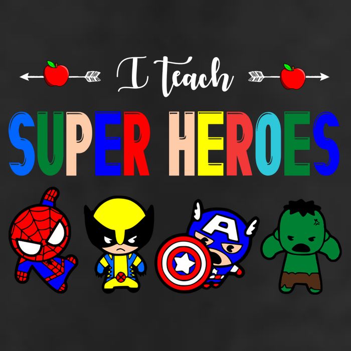 I Teacher Super Heroes Cute Superhero Characters 11oz C Handle Ceramic Mug