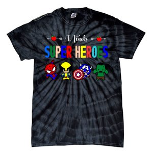 I Teacher Super Heroes Cute Superhero Characters Tie-Dye T-Shirt