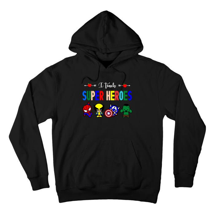 I Teacher Super Heroes Cute Superhero Characters Tall Hoodie