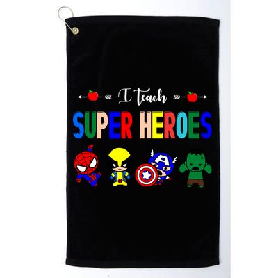 I Teacher Super Heroes Cute Superhero Characters Golf Towel