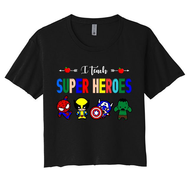 I Teacher Super Heroes Cute Superhero Characters Crop Top