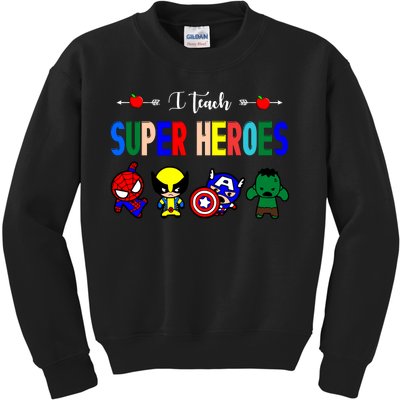 I Teacher Super Heroes Cute Superhero Characters Kids Sweatshirt