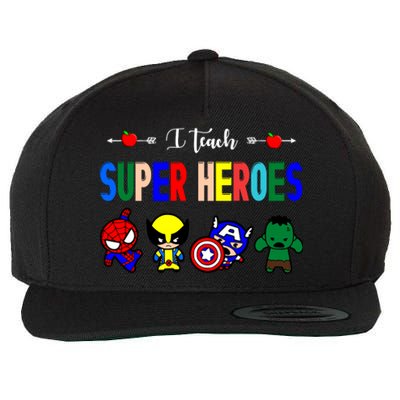 I Teacher Super Heroes Cute Superhero Characters Wool Snapback Cap