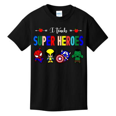 I Teacher Super Heroes Cute Superhero Characters Kids T-Shirt