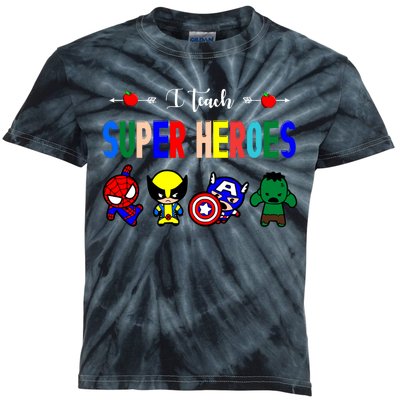 I Teacher Super Heroes Cute Superhero Characters Kids Tie-Dye T-Shirt