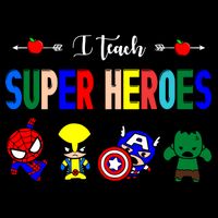 I Teacher Super Heroes Cute Superhero Characters Zip Tote Bag