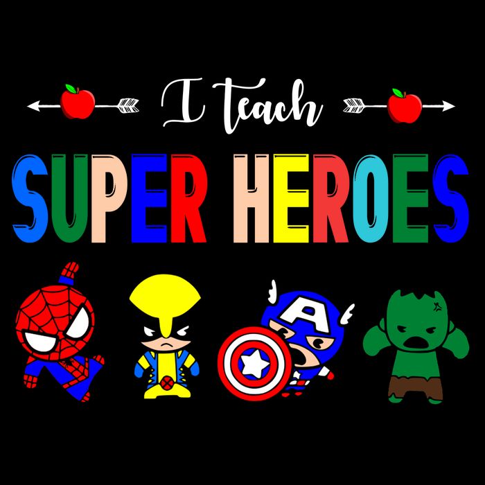I Teacher Super Heroes Cute Superhero Characters Zip Tote Bag