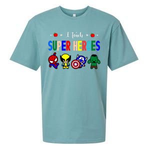 I Teacher Super Heroes Cute Superhero Characters Sueded Cloud Jersey T-Shirt