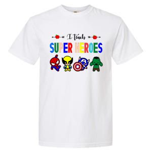 I Teacher Super Heroes Cute Superhero Characters Garment-Dyed Heavyweight T-Shirt