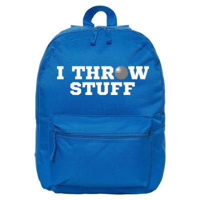 I Throw Stuff Shot Put Athlete Throwing 16 in Basic Backpack