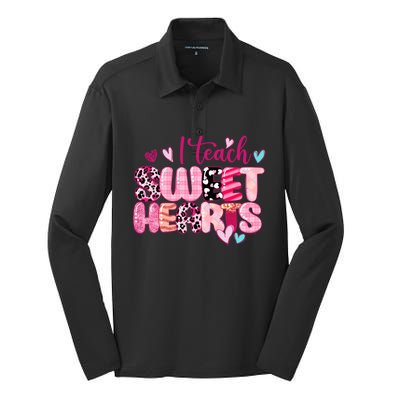 I Teach Sweethearts Teacher Valentine's Day Teacherlife Gift Silk Touch Performance Long Sleeve Polo