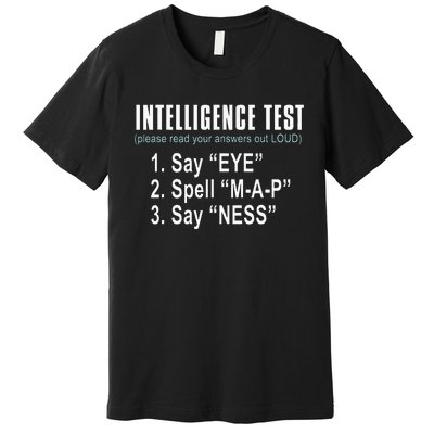 Intelligence Test Say Eye M A P Ness Funny Dad Joke Premium T-Shirt