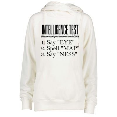 Intelligence Test Say Eye M A P Ness Funny Dad Joke Gifts Womens Funnel Neck Pullover Hood