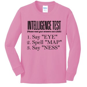 Intelligence Test Say Eye M A P Ness Funny Dad Joke Gifts Kids Long Sleeve Shirt