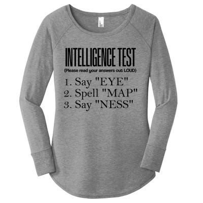 Intelligence Test Say Eye M A P Ness Funny Dad Joke Gifts Women's Perfect Tri Tunic Long Sleeve Shirt