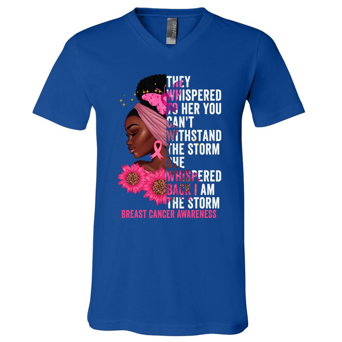 I'm The Storm Black Breast Cancer Survivor Pink Ribbon Gift V-Neck T-Shirt