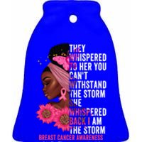 I'm The Storm Black Breast Cancer Survivor Pink Ribbon Gift Ceramic Bell Ornament