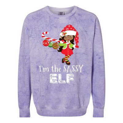 Im The Sassy Elf African American Christmas Colorblast Crewneck Sweatshirt