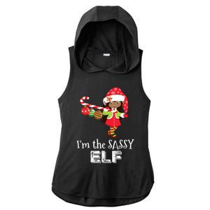 Im The Sassy Elf African American Christmas Ladies PosiCharge Tri-Blend Wicking Draft Hoodie Tank