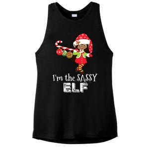 Im The Sassy Elf African American Christmas Ladies PosiCharge Tri-Blend Wicking Tank