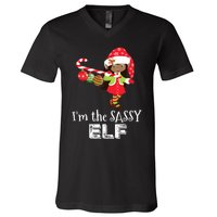 Im The Sassy Elf African American Christmas V-Neck T-Shirt