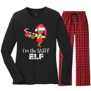 Im The Sassy Elf African American Christmas Women's Long Sleeve Flannel Pajama Set 