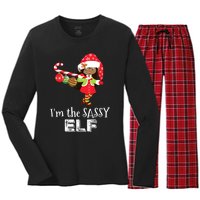 Im The Sassy Elf African American Christmas Women's Long Sleeve Flannel Pajama Set 