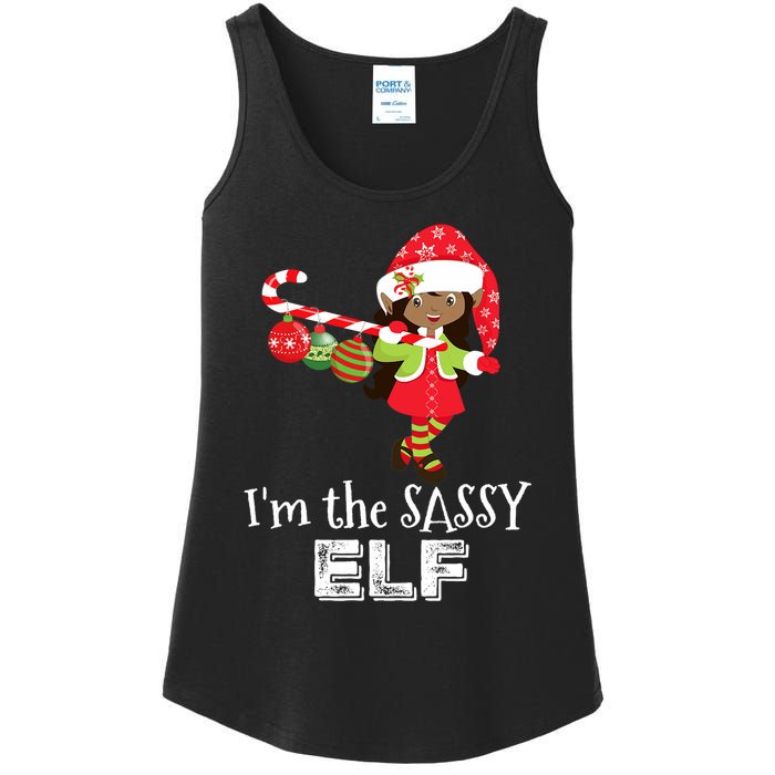 Im The Sassy Elf African American Christmas Ladies Essential Tank