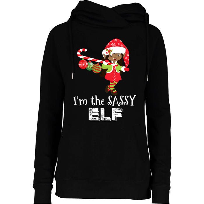 Im The Sassy Elf African American Christmas Womens Funnel Neck Pullover Hood