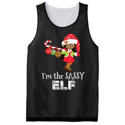 Im The Sassy Elf African American Christmas Mesh Reversible Basketball Jersey Tank