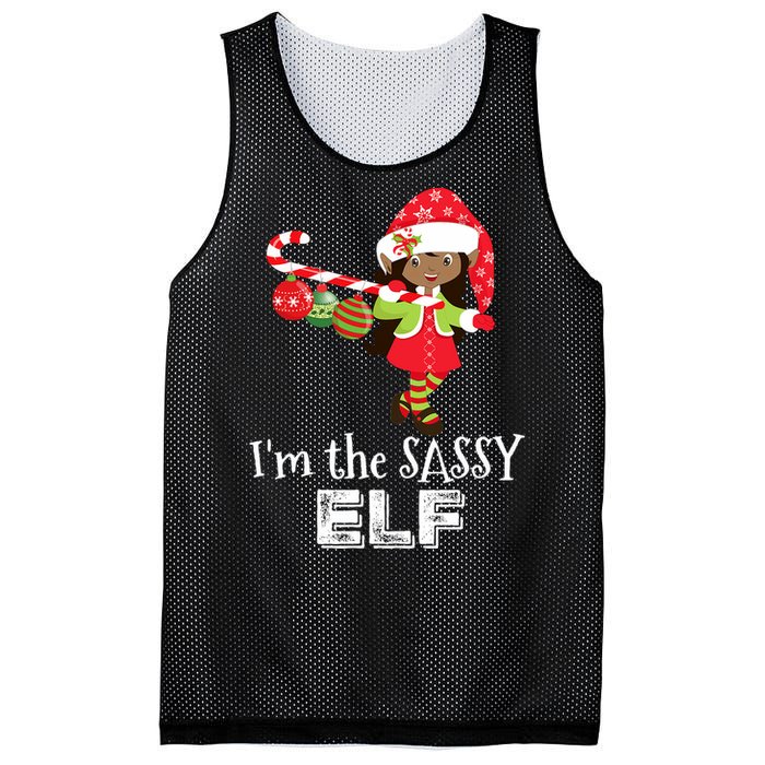 Im The Sassy Elf African American Christmas Mesh Reversible Basketball Jersey Tank