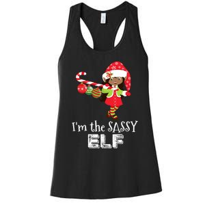 Im The Sassy Elf African American Christmas Women's Racerback Tank